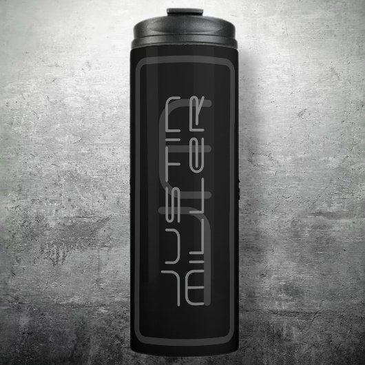 Moderner einzigartiger Name & Monogramm | Dunkelgr Thermosbecher