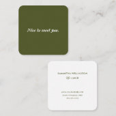 Moderner, einzigartiger Olive Green Typografy Life Quadratische Visitenkarte (Vorne/Hinten)