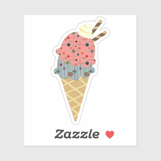 Moderner Eiscreme-Kon aus dem Mittelalter Aufkleber (Blatt)