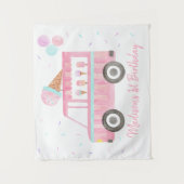 Moderner Eiscreme-LKW Geburtstagsgeschichte Wandteppich (Vorderseite)