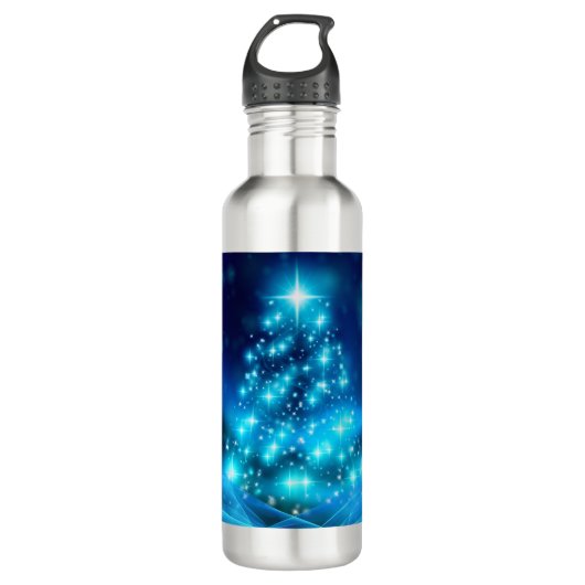 Moderner Electric Blue Christmas Tree mit Licht Edelstahlflasche (Vorderseite)