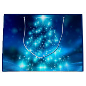 Moderner Electric Blue Christmas Tree mit Licht Große Geschenktüte (Vorderseite)