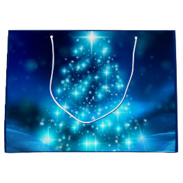 Moderner Electric Blue Christmas Tree mit Licht Große Geschenktüte