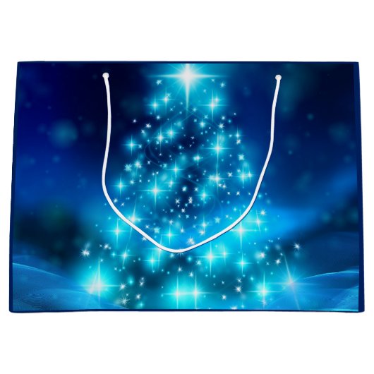Moderner Electric Blue Christmas Tree mit Licht Große Geschenktüte (Vorderseite)