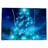 Moderner Electric Blue Christmas Tree mit Licht Große Geschenktüte (Rückseite)