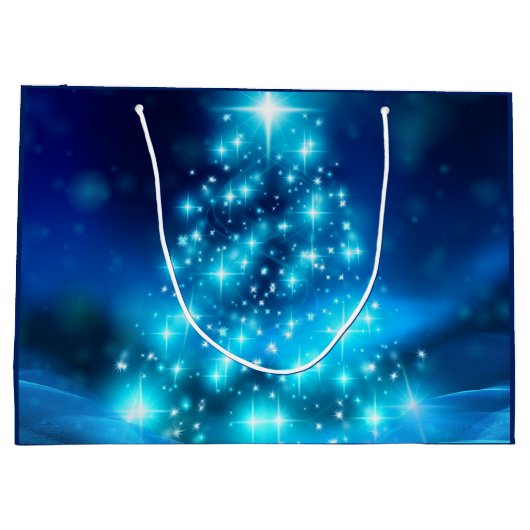 Moderner Electric Blue Christmas Tree mit Licht Große Geschenktüte (Rückseite)