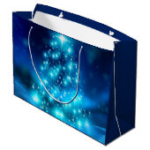 Moderner Electric Blue Christmas Tree mit Licht Große Geschenktüte (Rückseite Schrägansicht)
