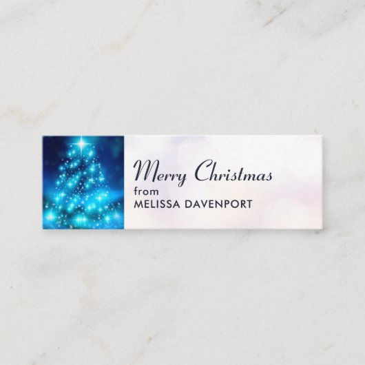 Moderner Electric Blue Christmas Tree mit Licht Mini Visitenkarte (Vorderseite)