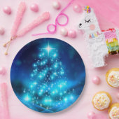 Moderner Electric Blue Christmas Tree mit Licht Pappteller (Party)