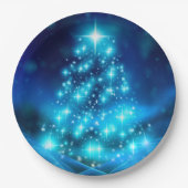 Moderner Electric Blue Christmas Tree mit Licht Pappteller (Vorderseite)