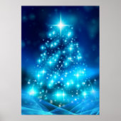 Moderner Electric Blue Christmas Tree mit Licht Poster (Vorne)