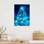 Moderner Electric Blue Christmas Tree mit Licht Poster (Küche)