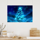 Moderner Electric Blue Christmas Tree mit Licht Poster (Küche)