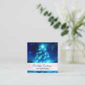 Moderner Electric Blue Christmas Tree mit Licht Quadratische Visitenkarte (Stehend Vorderseite)