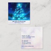 Moderner Electric Blue Christmas Tree mit Licht Quadratische Visitenkarte (Vorne/Hinten)