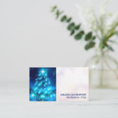 Moderner Electric Blue Christmas Tree mit Licht Visitenkarte (Stehend Vorderseite)