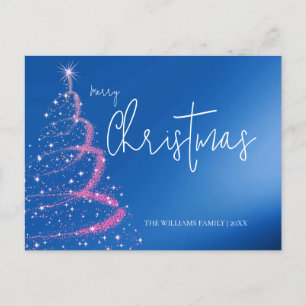 Moderner Electric Blue Christmas Tree Postkarte