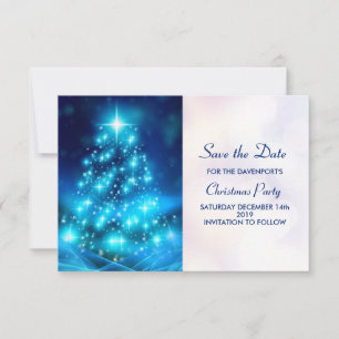 Moderner Electric Blue Christmas Tree Save The Date
