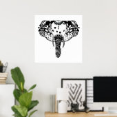 Moderner Elefant der schwarzweißen Linie Poster (Heimbüro)