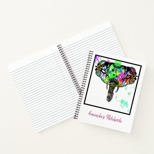 Moderner Elefant Mandala Regenbogen Farbe Spritzer Notizblock (Innenseite)