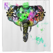 Moderner Elefant Mandala Regenbogenfarbe Spritzer Duschvorhang (Vorderseite)
