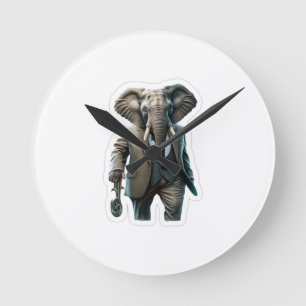 Moderner Elefant Runde Wanduhr
