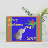 Moderner Elefantenbeleuchtung Weihnachtsschrift Feiertagskarte (Stehend Vorderseite)