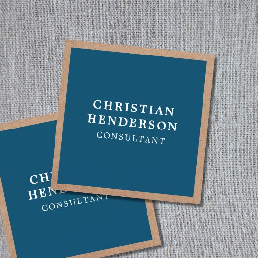Moderner Elegant Blue Kraft Paper Consultant Quadratische Visitenkarte