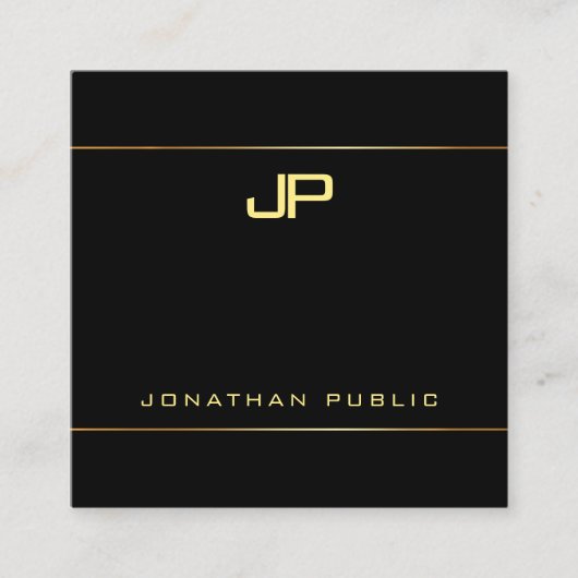 Moderner Elegant Glam Gold Monogram Schlicht Luxe Quadratische Visitenkarte (Vorderseite)