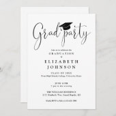 Moderner Elegant Grad Party Script Abschluss Einladung (Vorne/Hinten)
