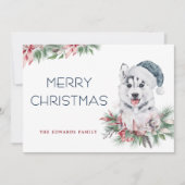 Moderner Elegant Husky Dog Frohe Weihnachten (Vorderseite)
