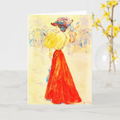 MODERNER ELEGANT MIT ROTER SKIRE VON HENRY SOMM KARTE (Gelbe Blume)