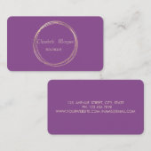 Moderner Elegant, Violet, Gold Circle Visitenkarte (Vorne/Hinten)