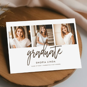 Moderner Eleganter 4 Foto Collage Script Abschluss Ankündigung
