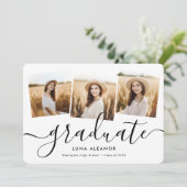 Moderner Eleganter 4 Foto Collage Script Abschluss Ankündigung (Stehend Vorderseite)