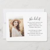 Moderner Eleganter 4 Foto Collage Script Abschluss Ankündigung (Rückseite)