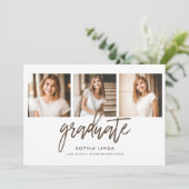 Moderner Eleganter 4 Foto Collage Script Abschluss Ankündigung (Stehend Vorderseite)