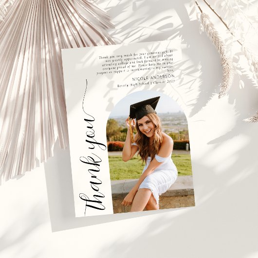 Moderner Eleganter Arch Foto Script Abschluss Dankeskarte