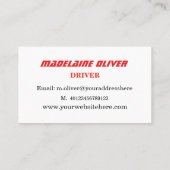 Moderner, eleganter Beruflicher Blue Driver Visitenkarte (Rückseite)