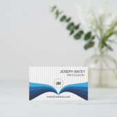 Moderner Eleganter Beruflicher Blue Wave QR Code Visitenkarte (Stehend Vorderseite)