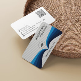 Moderner Eleganter Beruflicher Blue Wave QR Code Visitenkarte
