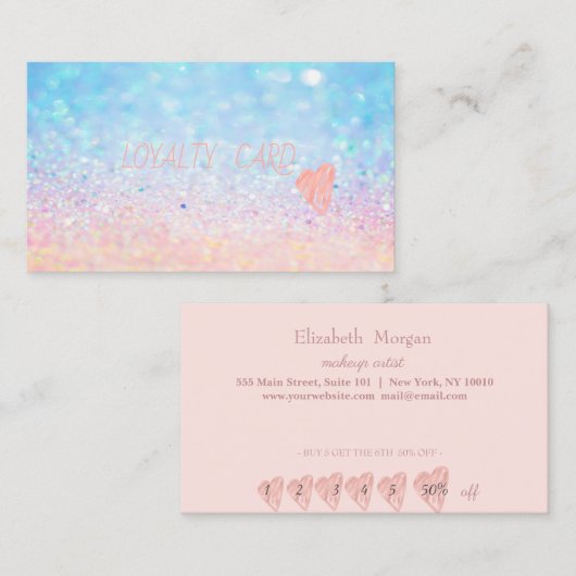 Moderner eleganter Beruflicher Glitzer Bokeh Heart Treuekarte (Vorne/Hinten)