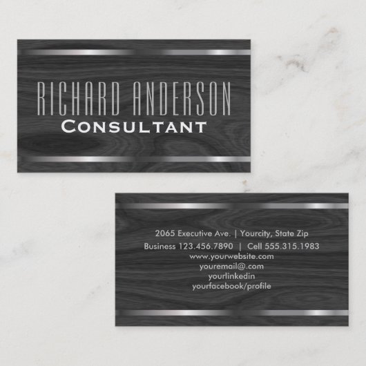 Moderner eleganter beruflicher grauer hölzerner visitenkarte (Vorne/Hinten)