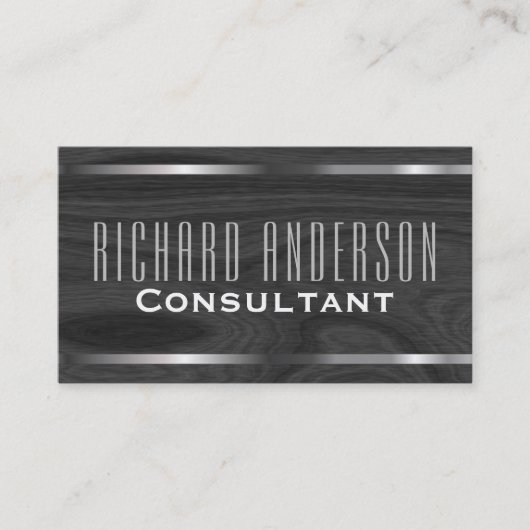 Moderner eleganter beruflicher grauer hölzerner visitenkarte (Vorderseite)