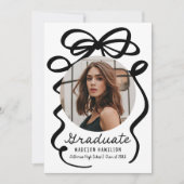 Moderner eleganter Black Bow 2 Foto Abschluss Ankündigung (Vorderseite)