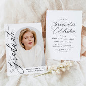 Moderner Eleganter Black Calligraphy Foto Abschlus Einladung