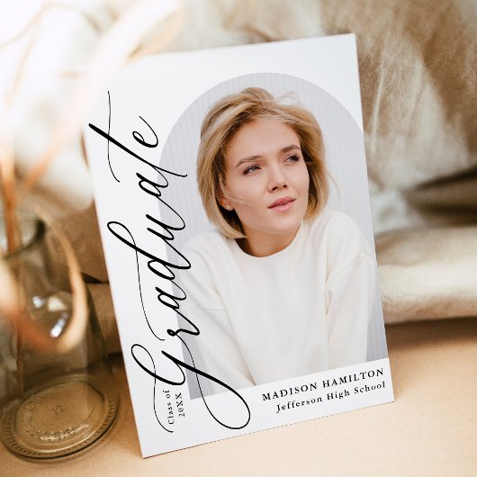 Moderner Eleganter Black Calligraphy Foto Abschlus Einladung