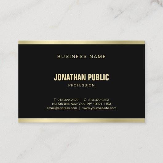 Moderner Eleganter Black Gold Anspruchsvoller Schl Visitenkarte (Vorderseite)
