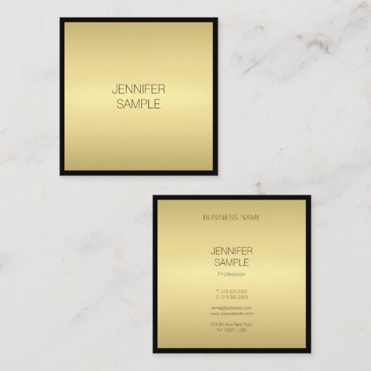 Moderner Eleganter Black Gold modischer Glam Luxus Quadratische Visitenkarte (Vorne/Hinten)
