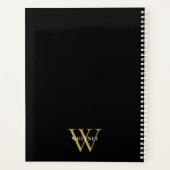 Moderner eleganter Black Gold Monogram Name Planne Planer (Rückseite)